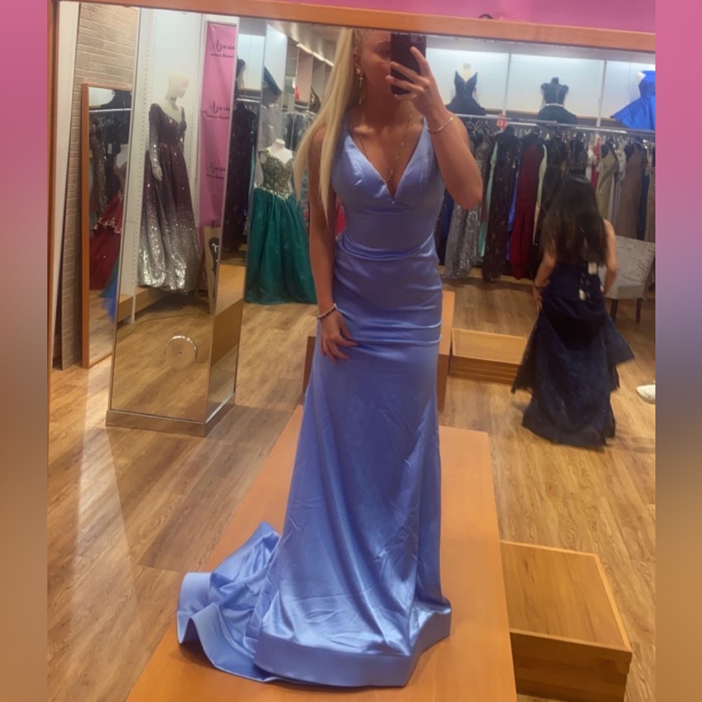 azaria bridal blue prom dress size: 4